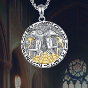 Egyptian Ankh Necklace 925 Sterling Silver Eye Of Horus Anubis Necklace