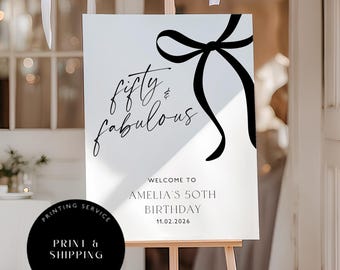 50th Birthday Welcome Sign, Modern Minimalist Party Decor