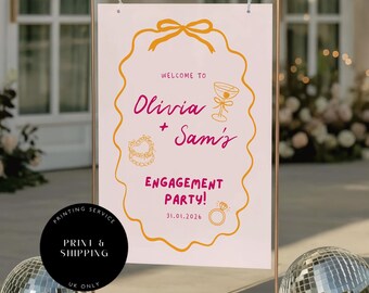 Engagement Party Welcome Sign, Modern Decor, Printed