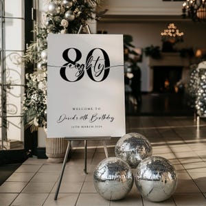 EDITABLE, 80th Welcome Sign, Minimalist 80th Welcome Sign, Birthday Sign, Modern 80th Welcome Sign, Simple Birthday Sign