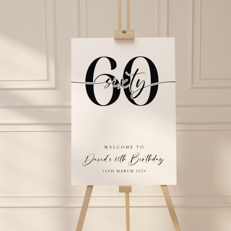 Editable Minimalist 60th Birthday Welcome Sign (digital Download) - Etsy