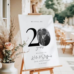 Bearbeitbares 20-jähriges Jubiläum Willkommensschild: Fotovorlage (Digitaler Download)