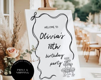 Personalized 18th Birthday Welcome Sign, Modern Foamboard or Cardstock, A1 A2 A3