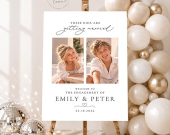 These Kids Are Getting Married Sign, Personalised Engagement Welcome, Childhood Photo Display, Party Decor