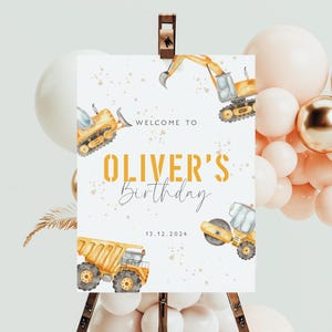 EDITABLE Construction Birthday Welcome Sign, Construction Boy Birthday Welcome Poster, Construction Party Decor, Printable Instant Download