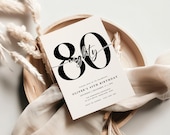 Minimalist 80th Birthday Invitation: Modern Invite (Digital Download)