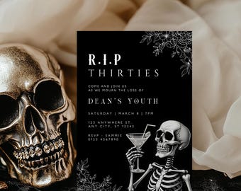 RIP Thirties Invitation, 40th Birthday Party Invite (Editable Template)