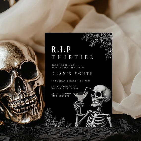 RIP Thirties Invitation, 40th Birthday Party Invite (Editable Template)