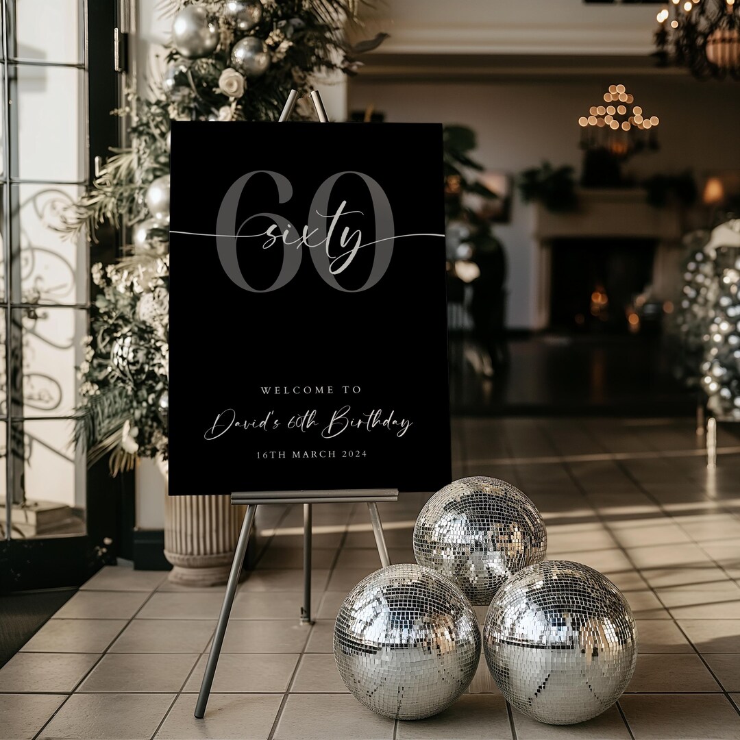 Minimalist 60th Birthday Welcome Sign: Editable Template (digital ...