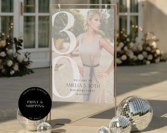 Personalized 30th Birthday Welcome Sign, Photo Display