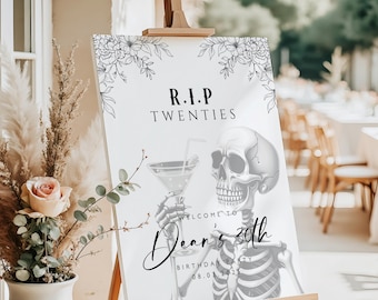 RIP Twenties Birthday Sign Template: Humorous 30th Party (Canva Editable, Digital Download)