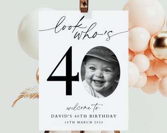 Editable 40th Birthday Welcome Sign: Photo Template (Digital Download)