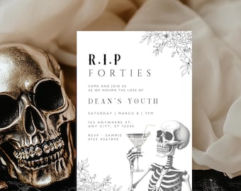 RIP Forties Invitation, 50th Birthday Party Invite (Digital Download)