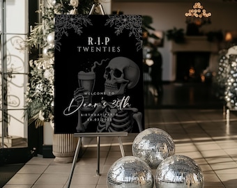 RIP Twenties Birthday Sign: Humorous 30th Party Poster (Canva Template)