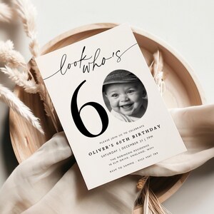 60th Birthday Invite, Look Who's 60, 60th Birthday Invitation with Photo, Simple 60th Invitation, Sixtieth Birthday, Invite for Man Woman
