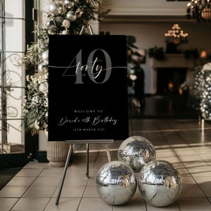 MODIFIABLE, 40e plaque de bienvenue, 40e plaque de bienvenue minimaliste, plaque d'anniversaire, 40e plaque de bienvenue moderne, plaque d'anniversaire noir