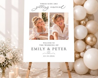 These Kids Are Getting Married Sign, Personalised Wedding Welcome, Childhood Photo Display, Wedding Decor