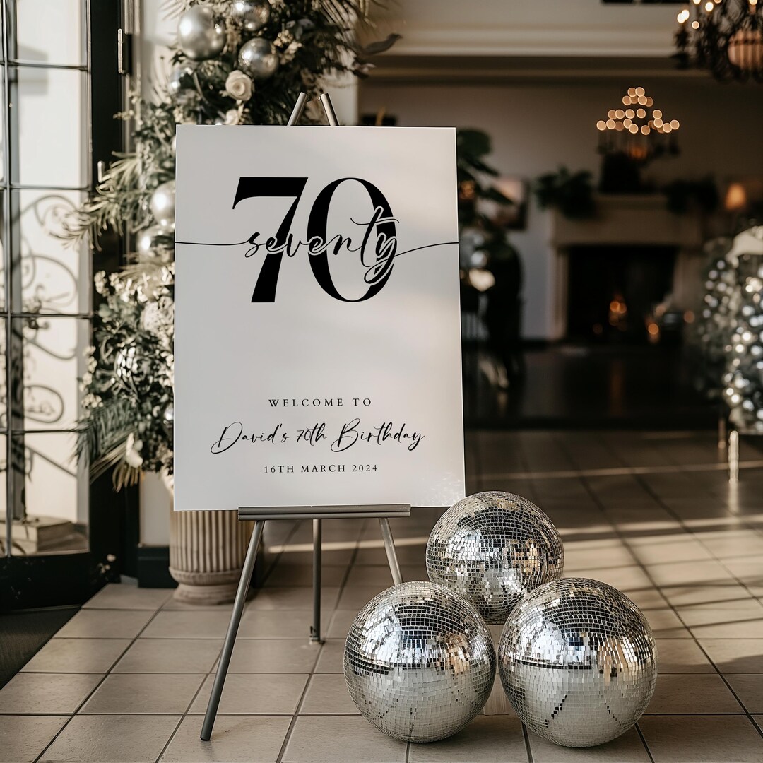 Minimalist 70th Birthday Welcome Sign (editable Digital Download) - Etsy