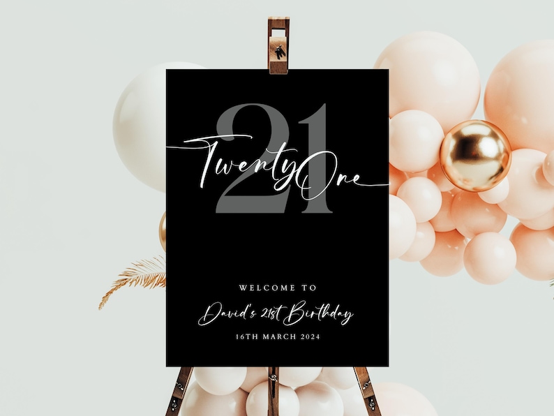 EDITABLE, 21st Welcome Sign, 21st Birthday Welcome Sign, Birthday Sign ...