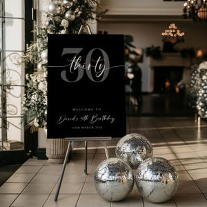 Minimalist 30th Birthday Welcome Sign: Black & White (Digital Download)