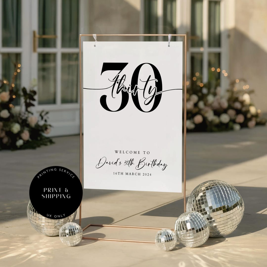 30th Birthday Welcome Sign, 30th Birthday Sign, 30th Party Sign ...