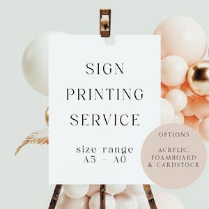 Custom Sign Printing Service, Party Decor, Acrylic, Foam Board, Cardstock
