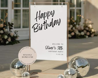 30th Birthday Welcome Sign, Editable Template (Digital Download)