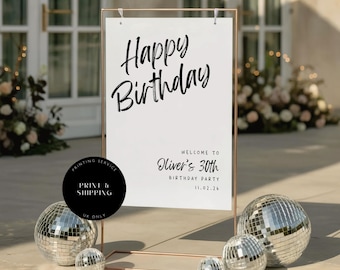 Modern 30th Birthday Welcome Sign, Party Decor (Printed A1, A2, A3 Sizes Available)