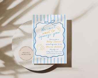 Lemon Baby Shower Invite, Italian Theme (Editable, Digital Download)
