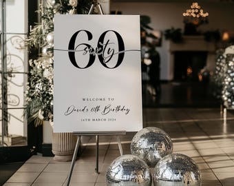 Editable Minimalist 60th Birthday Welcome Sign (Digital Download)