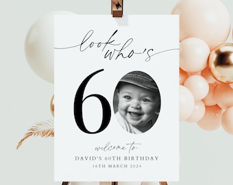 Editable 60th Birthday Welcome Sign: Photo Template (Digital Download)