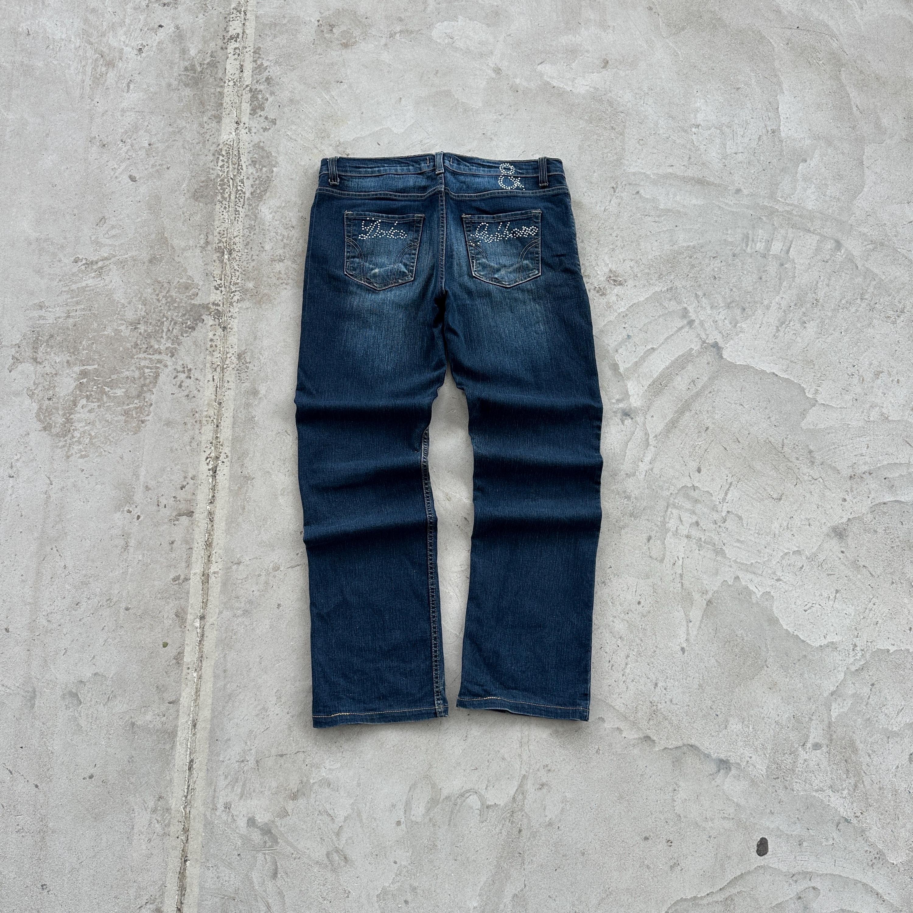 パンツ vintage D&G y2k design denim Vintage Dolce Gabbana Style Denim Jeans Big Rhinestone Logo Y2K