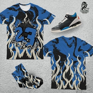 AJ 3 Rare Air 23 Burning Fire 3D, T-Shirt, Sweatshirt, Hoodie, Socks, Outfit To Match Sneaker