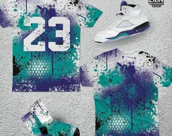 AJ 5 Grape 23 Painted Graffiti Bomber Jacket, T-Shirt, Sweatshirt, Hoodie, Socks, Outfit To Match Sneaker