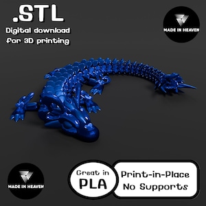 Baby heart dragon, STL file for 3D Printing, STL Print Files, Articulating Flexi Wiggle Pet, Print in Place