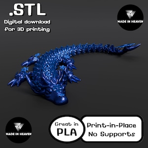 Baby flower dragon, STL file for 3D Printing, STL Print Files, Articulating Flexi Wiggle Pet, Print in Place