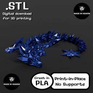 Baby ice crystal dragon, STL file for 3D Printing, STL Print Files, Articulating Flexi Wiggle Pet, Print in Place