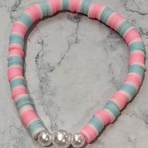 Handmade clay beaded bracelet, Pearl beads, Beaded bracelet, Handmade bracelet, Custom beaded bracelet, Bead jewelry,  Preppy bracelet