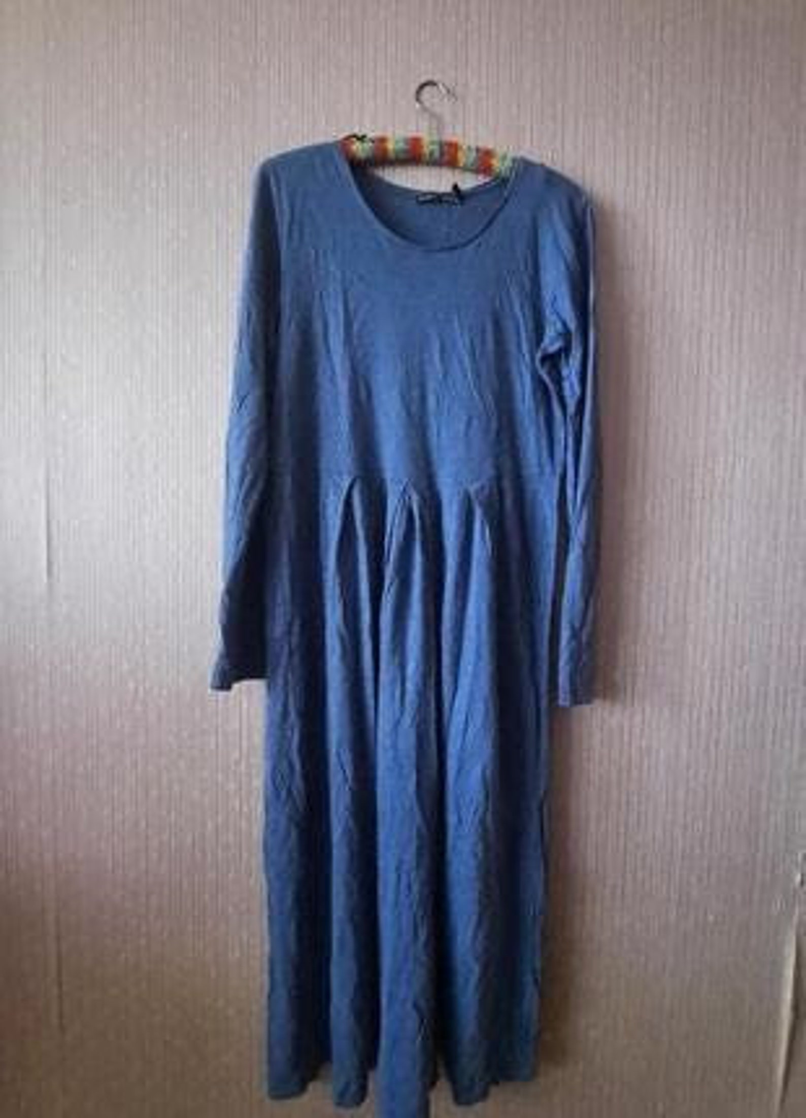 Gudrun Sjödén Lilac Stunning Linen Long Dress With Long Sleeves Size M