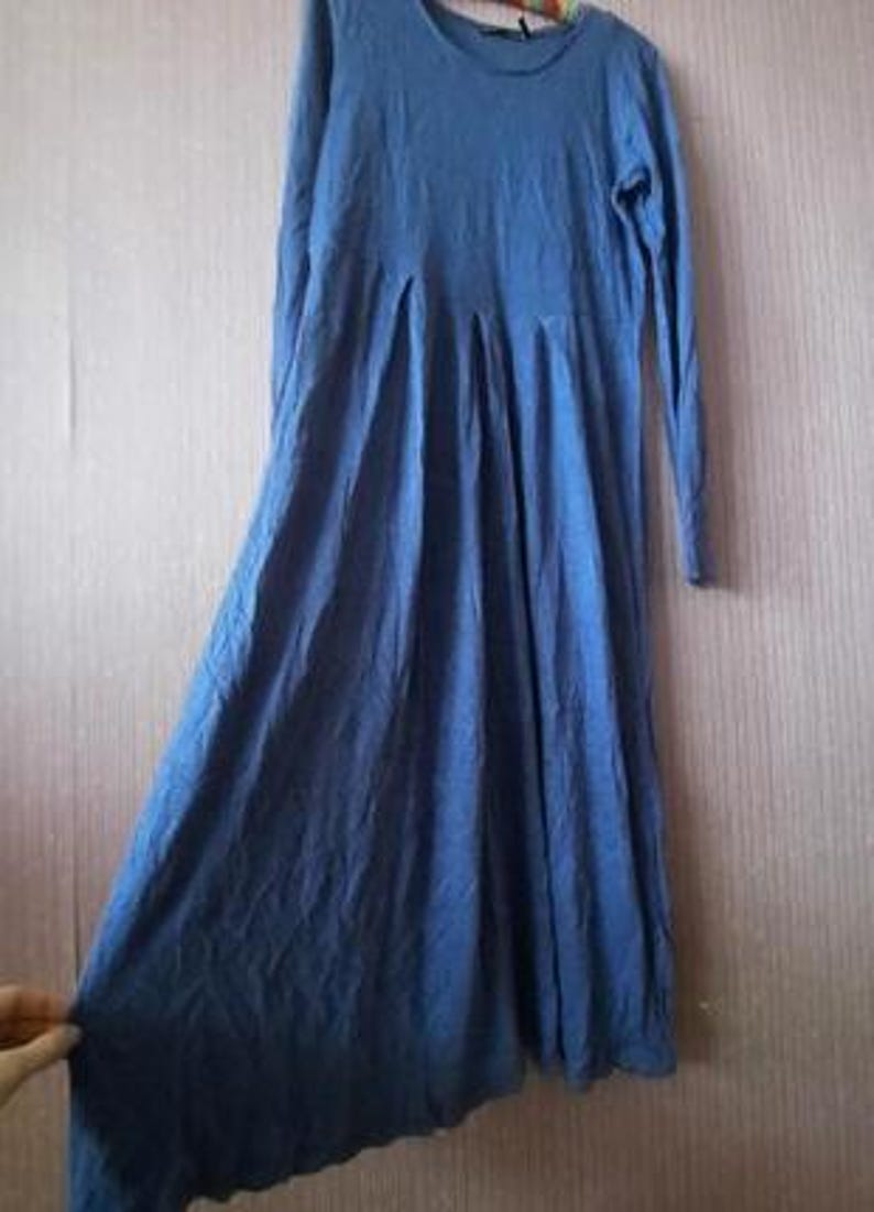 Gudrun Sjödén Lilac Stunning Linen Long Dress With Long Sleeves Size M