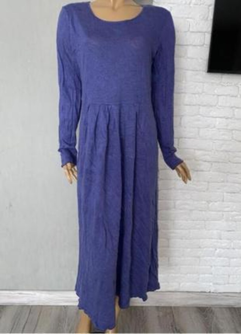 Gudrun Sjödén Lilac Stunning Linen Long Dress With Long Sleeves Size M