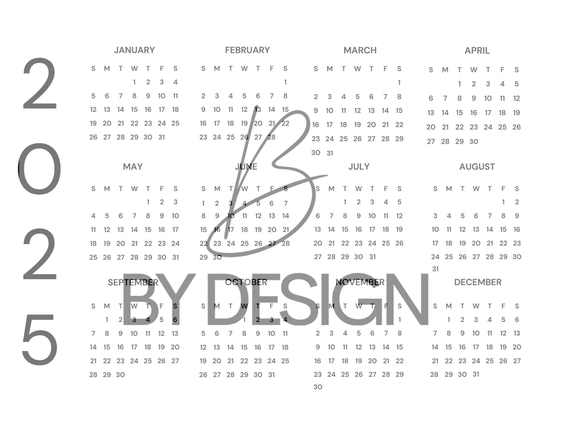 2025 Minimalist A4 Printable Calendar - Instant Download & Print ...