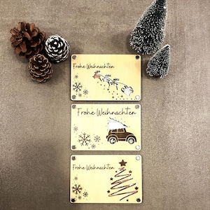 Weihnachtsgeschenk, Weihnachtsgeld, Weihnachtskarte aus Holz, Geschenk, Geld