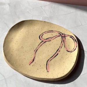 Pink Ribbon Handmade Ceramic Trinket Dish