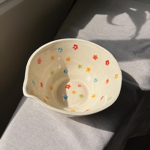 Cute flowers Handmade Ceramic Matcha Bowl