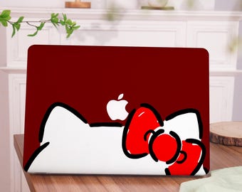 Cute Cartoon Pink Kitty With Little Doll MacBook Case Cover for