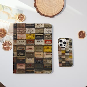 Vintage Tapes Case for iPhone 15 14 ProMax 16 Pro 13 12 Mini Cover iPad 10.9&quot; 10.2&quot; iPad 10/9/8/7th Case iPad Air 7/5, Mini 7, iPad Pro12.9&quot;