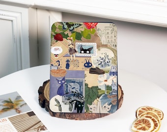 Cute Cat Collage Kobo/Kindle Case with Strap for New Kindle Case Colorsoft 2025, E-reader Cover for Bookish, Paperwhite 12/11/10th Auto Wake