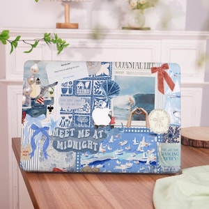 Blue Aesthetic Scrapbook Collage Cute MacBook Case for MacBook Air 15/13 M4 Laptop Case for Macbook Pro 13 14 15 16 In. 2024 M3 M2 M1 Ret 15