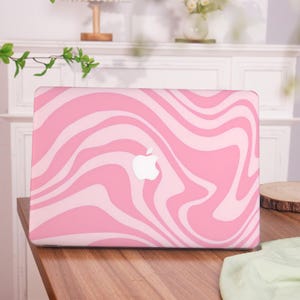 Pink Abstract Wave Macbook Case: Hard Shell Protective Cover